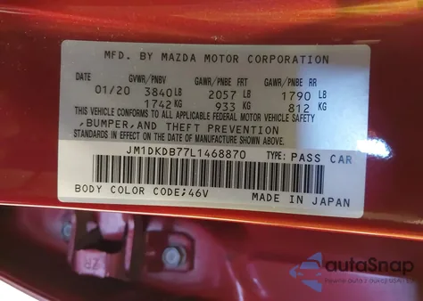 2020 Mazda Cx-3 Sport из США, поврежденный, VIN JM1DKDB77L1468870